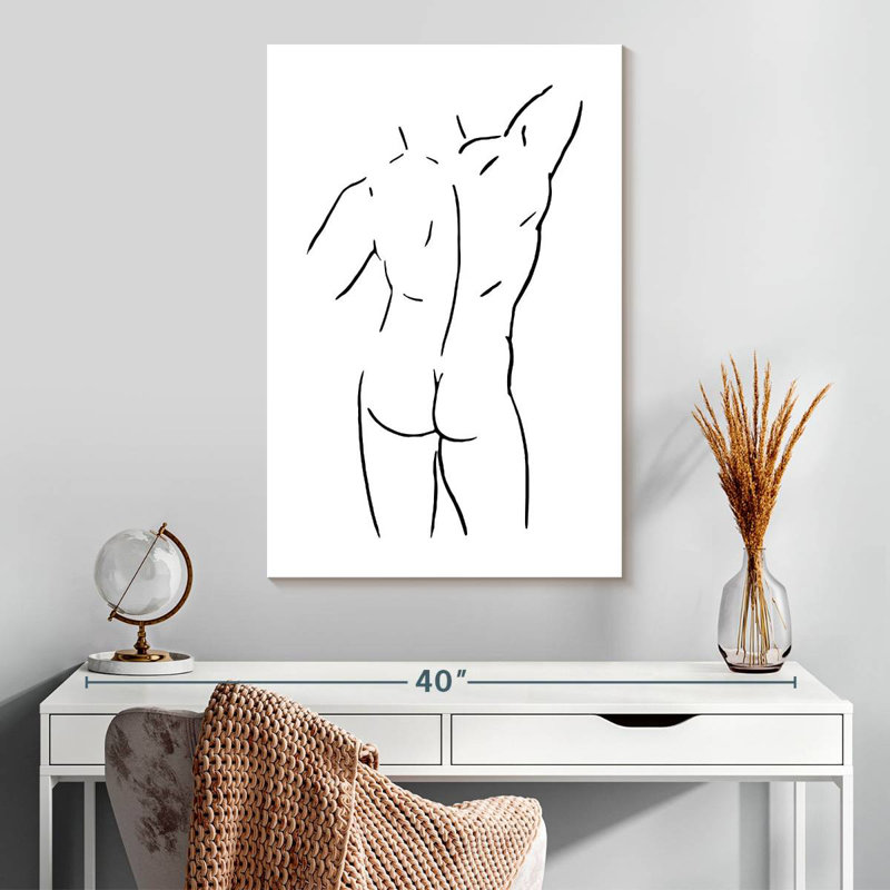 Croquis de Leisha, corps noir I - noir et blanc, H 30 po x l 20 po