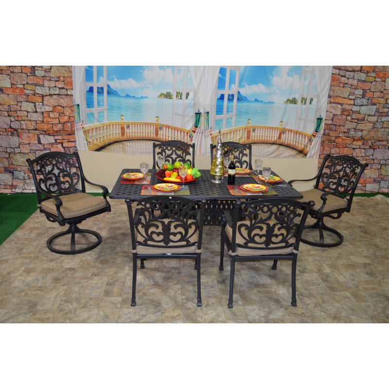 Nola 6 - Person Patio Dining Set with Rectangular Table , Sunbrella® Cushions Included