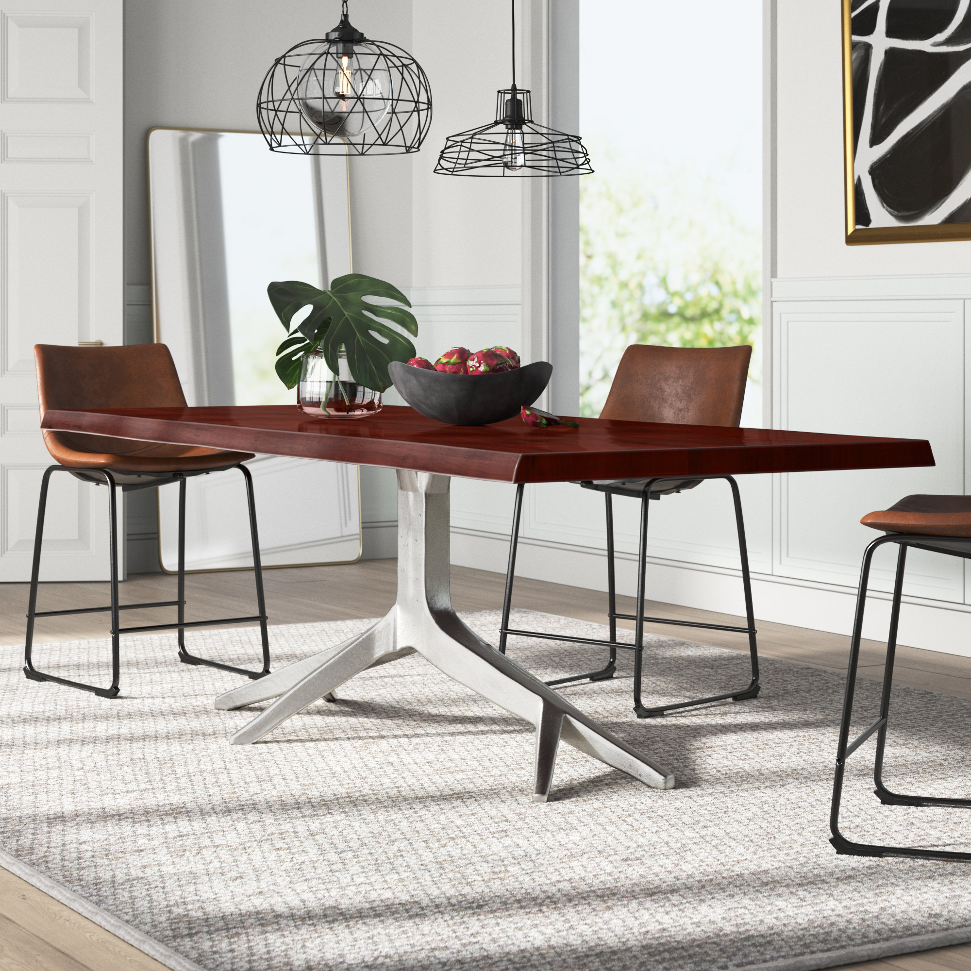 Mercury Row® Solid Wood Top Metal Base Dining Table & Reviews Wayfair