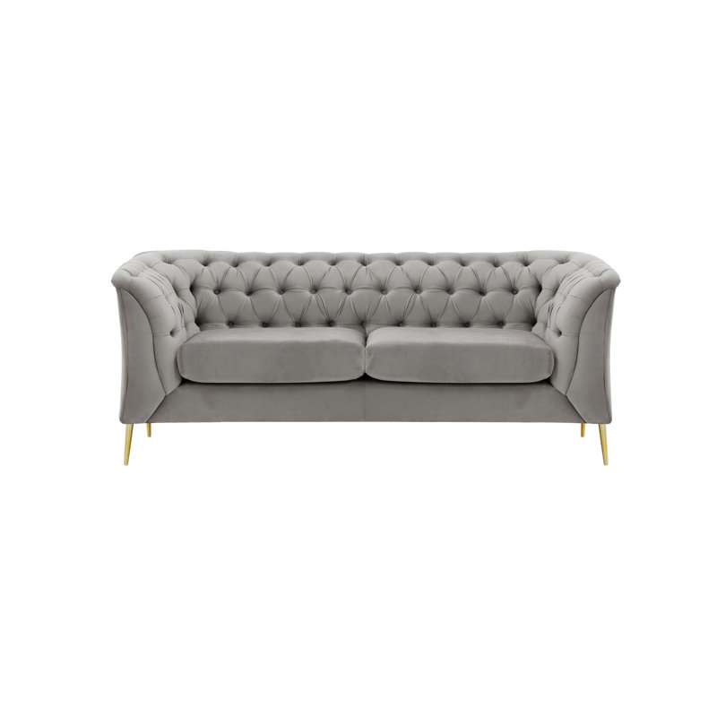 Ranae Chesterfield Sofa, 74cm H x 183cm W x 80cm D, Grey, 2