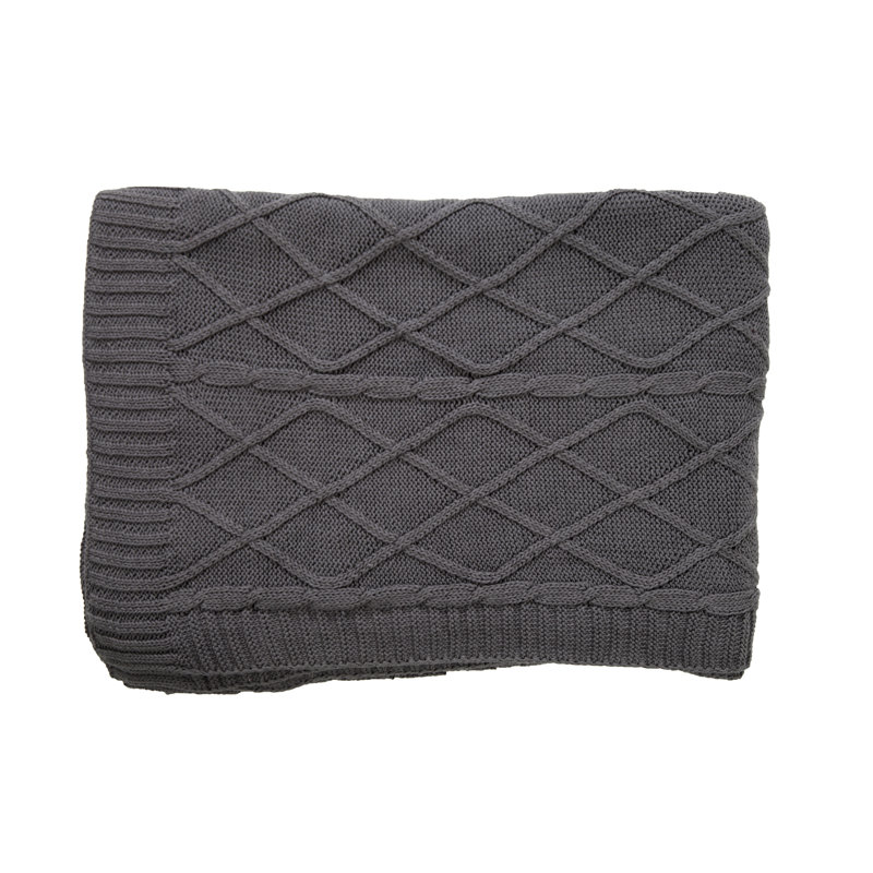 Knitted Throw Blanket, Charcoal