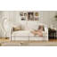 Lit de jour simple rembourré en velours avec 2 tiroirs, beige