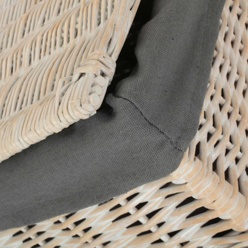 Wicker Storage Basket Hamper with Lining, 19 cm H x 25 cm W x 37 cm D, Antique Wash/Grey Lining 