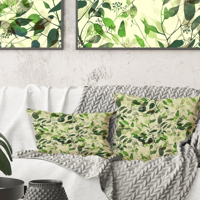 Coussin décoratif à motif de feuilles d'eucalyptus Silhouette I