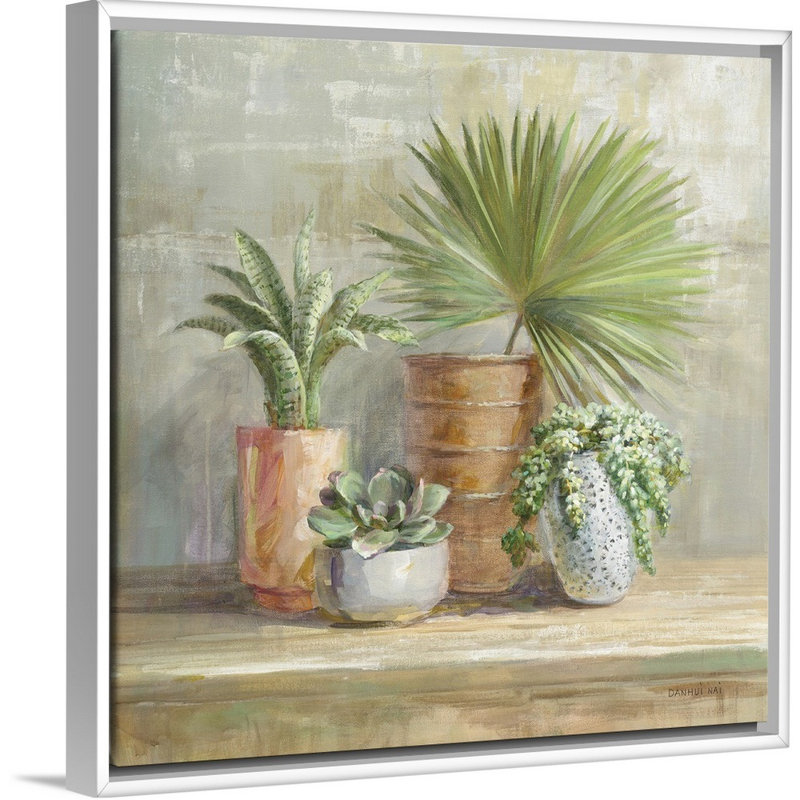 Art mural sur toile de jardin d'intérieur, H 20 po x l 20 po x P 1,75 po, Toile avec cadre blanc