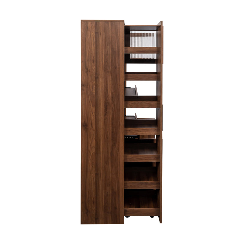 Expandable Farmhouse Kitchen Cabinet with Multi-Tier Pull-Out Storage Shelf System