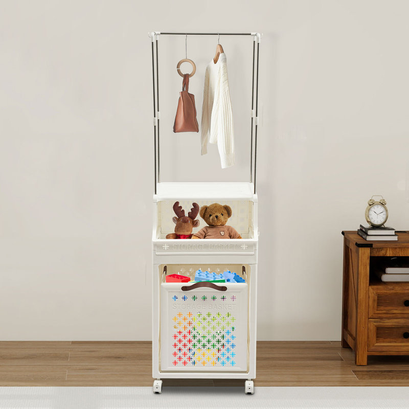 Laundry Basket With Wheels, Rolling Folding Laundry Organizer