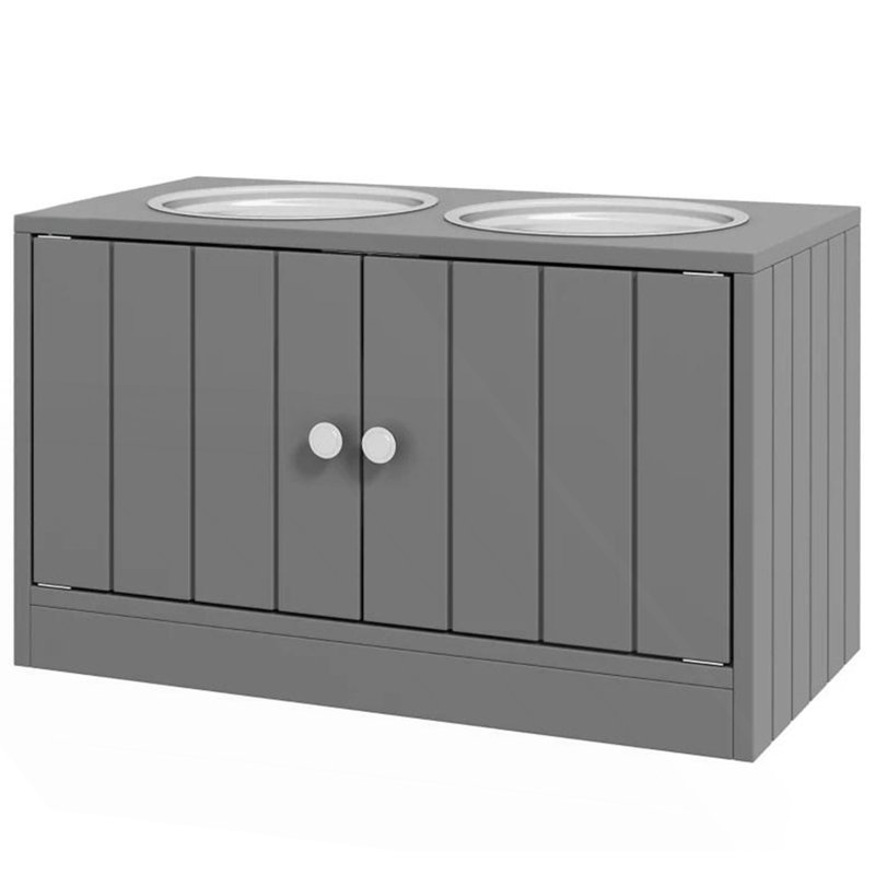 Storage Cabinet With Elevated Dog Bowls