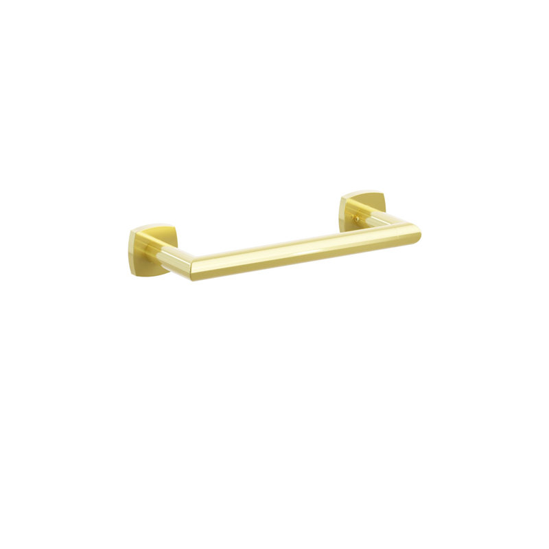 Emtek Modern Tubular Brass Towel Bar w/ Soft Square Rosette, Unlacquered Brass, 1.875" H x 10.875" W x 3.25" D
