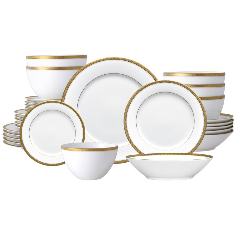 Service de table 30 pièces, service pour 6 Noritake Charlotta, Doré
