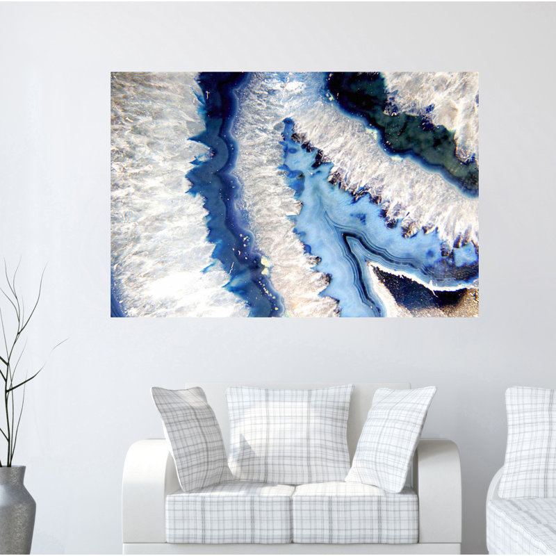 «Blue Quartz I», art mural en verre trempé sans cadre - 40 po x 60 po
