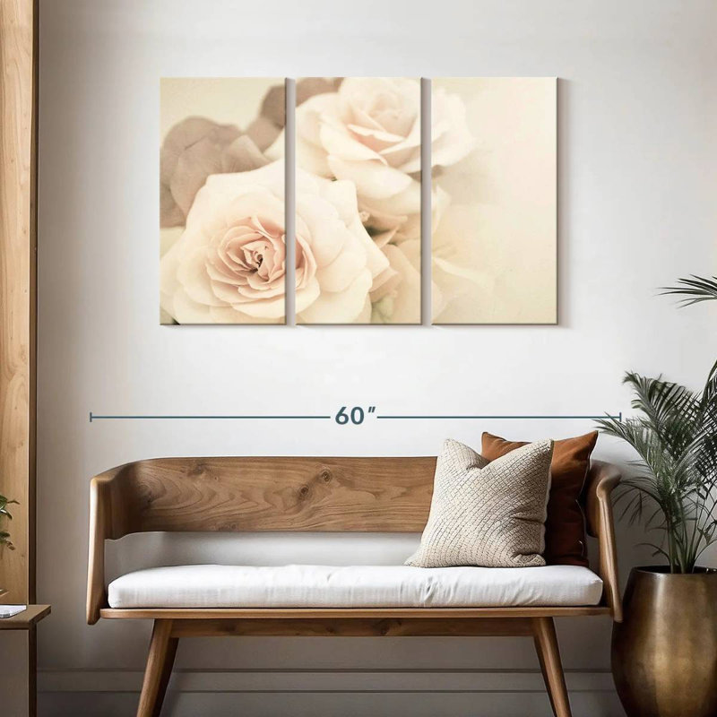 Harnek, roses rétro douces, H 28 po x l 45 po