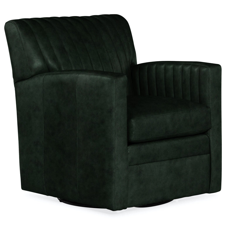 Barnabus Swivel Club Chair, Outsider Raven Genuine Leather