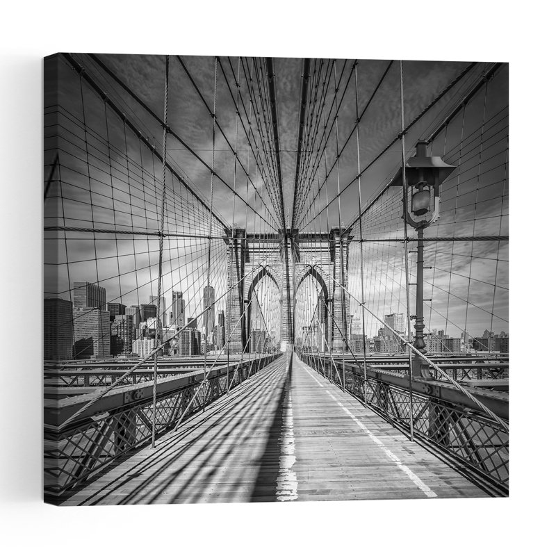 Brooklyn Bridge Path Abstract Contemporary Architecture City Wall Art Print, 36" H x 36" W