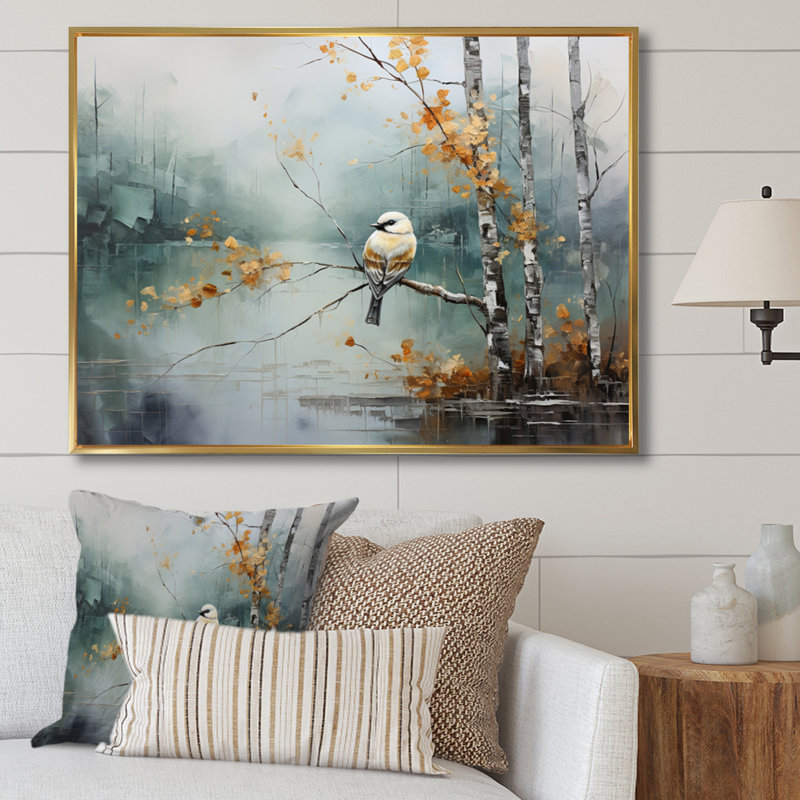 Birch Woods Ethereal Elegance I - Impression, H 34 po x l 44 po x P 1,5 po, Cadre flottant doré