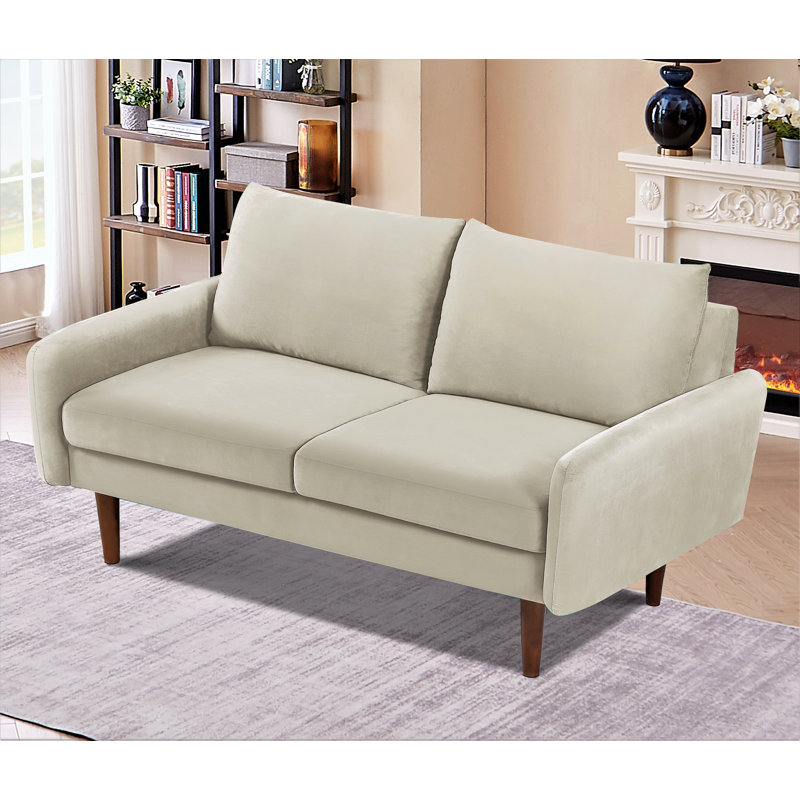 Causeuse en velours 2 places European Modern, Polyester ivoire