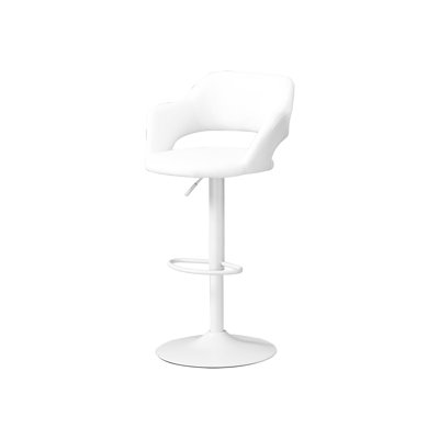 Tabouret de bar pivotant réglable, base en métal blanc et siège d'aspect cuir, contemporain moderne, option de comptoir à hauteur réglable, look contemporain
