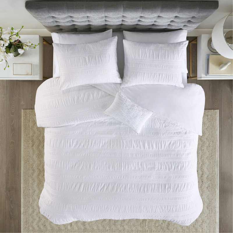 Ensemble de housse de couette en coton à carreaux double / grand 4 pièces, Housse de couette grand + 3 articles supplémentai