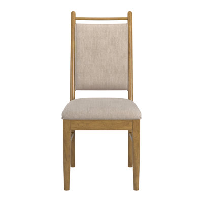 Cipolla Wood Finish Beige Fabric Dining Chair