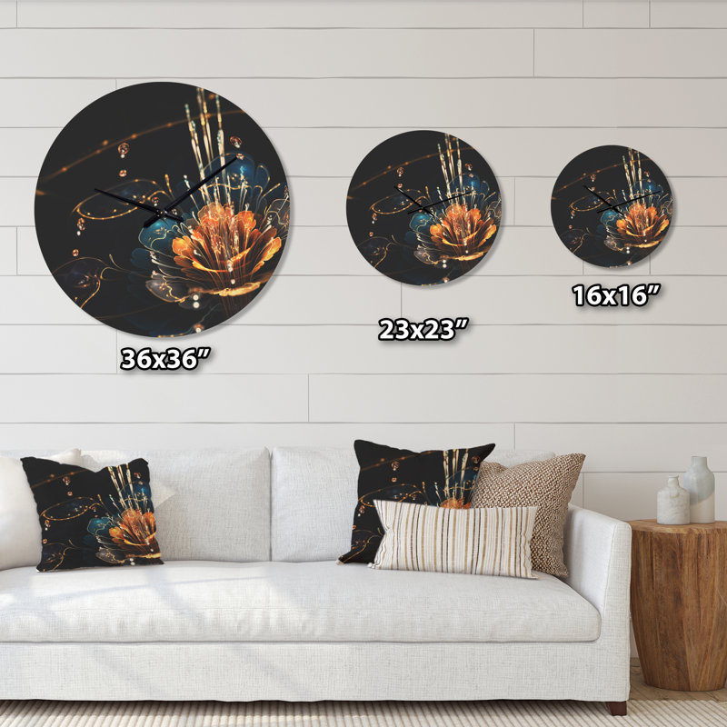 Horloge murale fleur avec gouttes d'eau, Grand