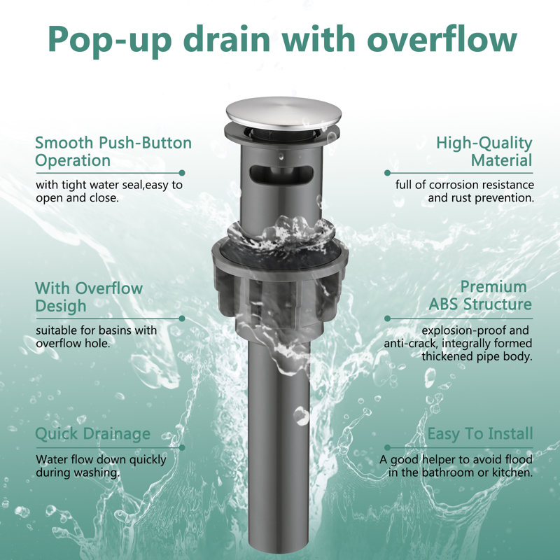 Single-Hole Single-handle Bathroom Faucet with Drain Assembly, Brushed Nickel