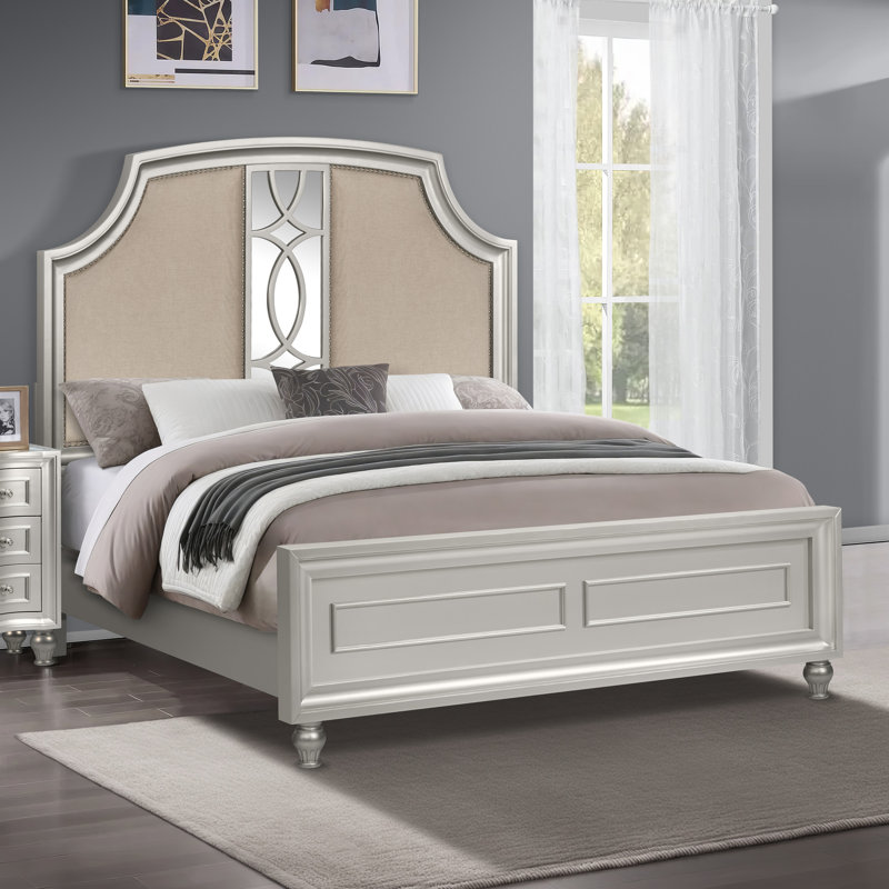 Lit en bois Marila, gris, Grand