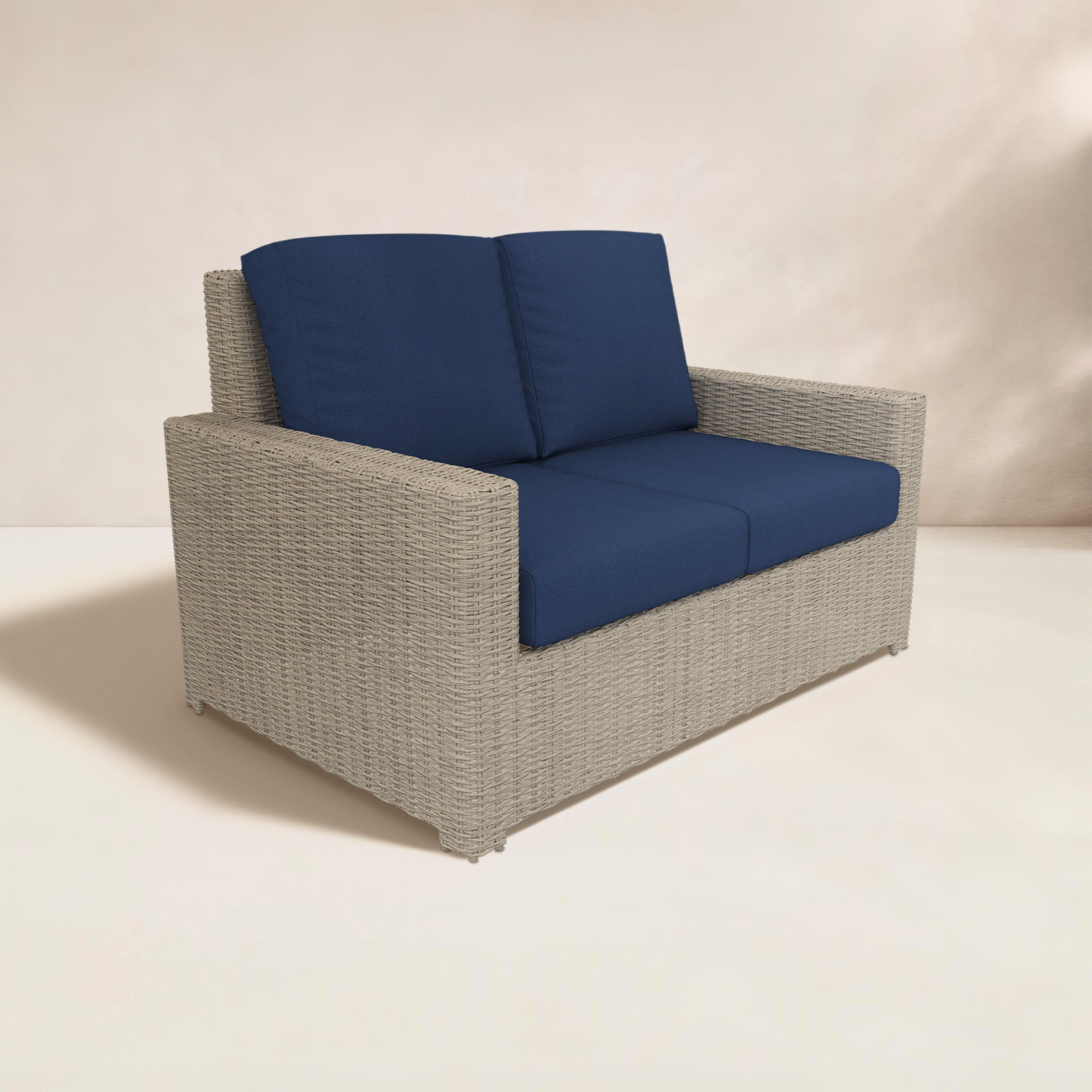 Outdoor Loveseat With Sunbrella Cushions, Canvas Navy