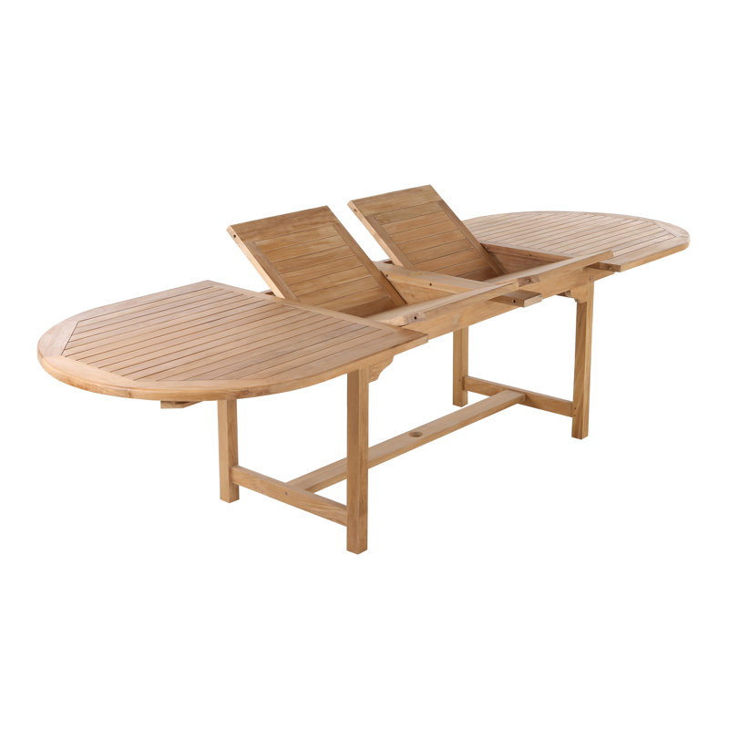 Extendable Teak Oval Solid Wood Dining Table
