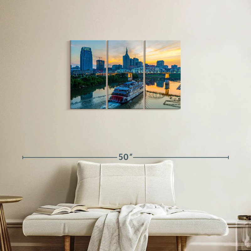 Sebbie Nashville Skyline At Sunset, 20" H x 33" W