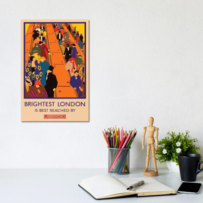 London Underground, Brightest London by Vintage Apple Collection - Wrapped Canvas Print