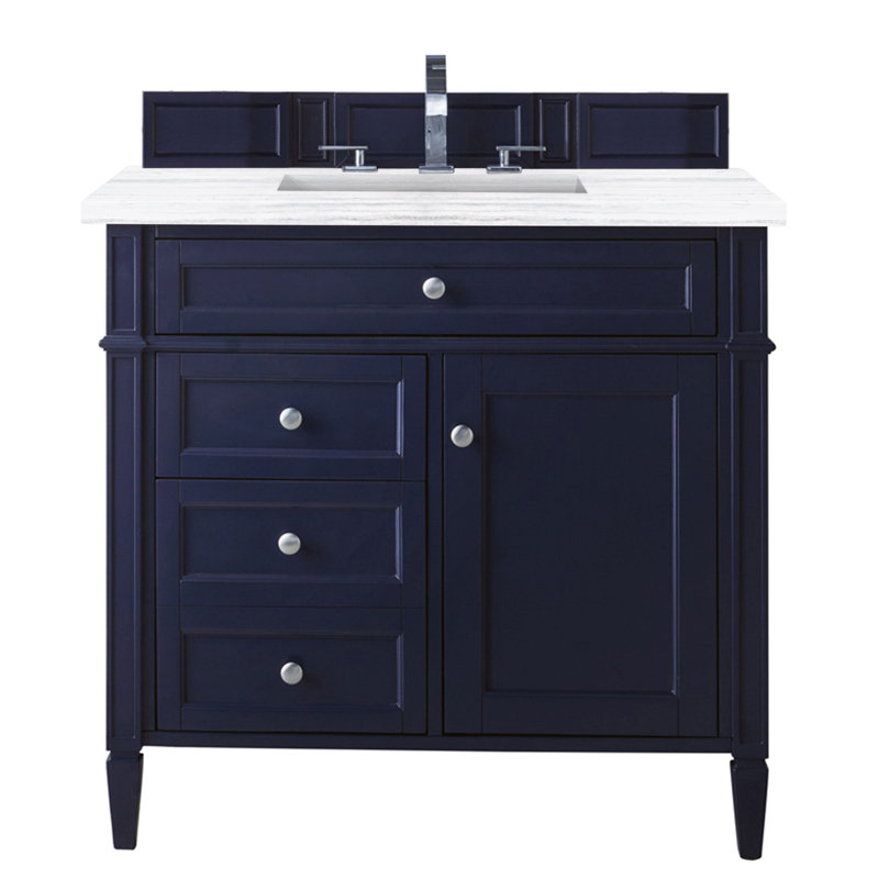 Brittany 36'' W Single Vanity, Eternal Jasmine Pearl, Victory Blue, 8" Widespread