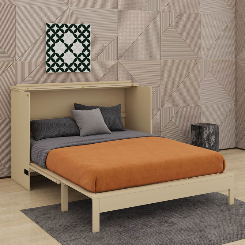 Queen Murphy Bed With Drawers, Gold