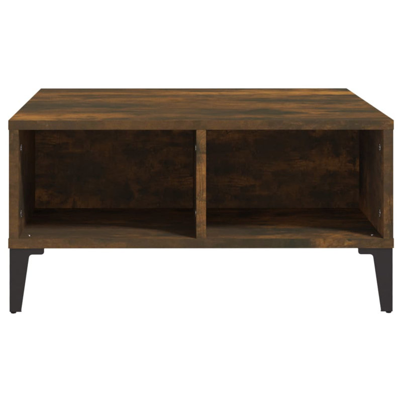 Table basse en bois d'ingénierie 23,6 x 23,6 x 11,8 po, Chêne fumé