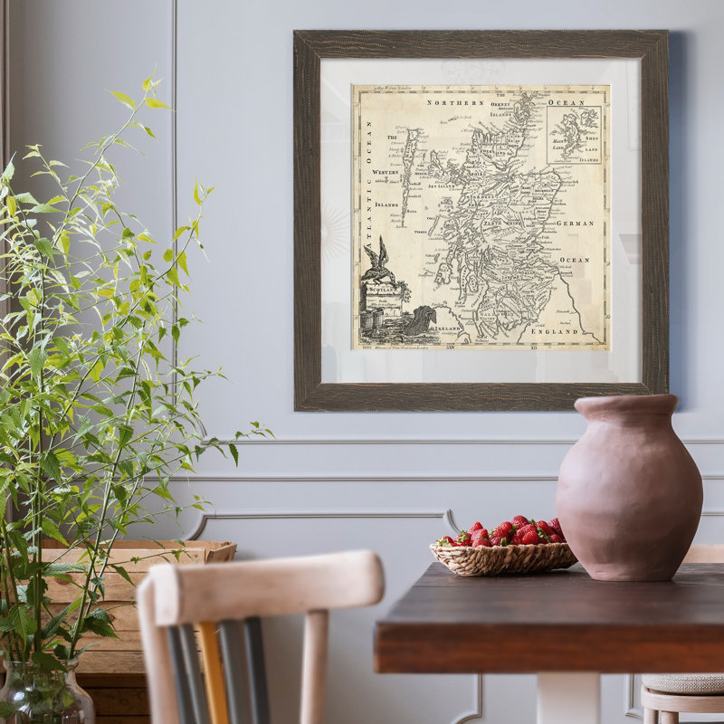 Carte de l'Écosse, impression encadrée, H 35,5 po x l 35,5 po x P 1,5 po, Cadre en papier gris