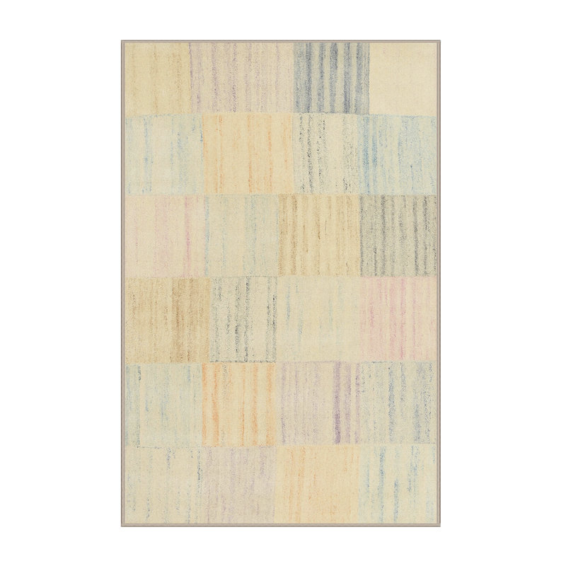Tapis géométrique beige, Rectangle 5 pi x 7 pi