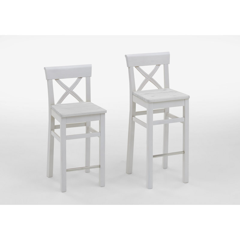Polebridge Solid Wood Counter Stool, White, White