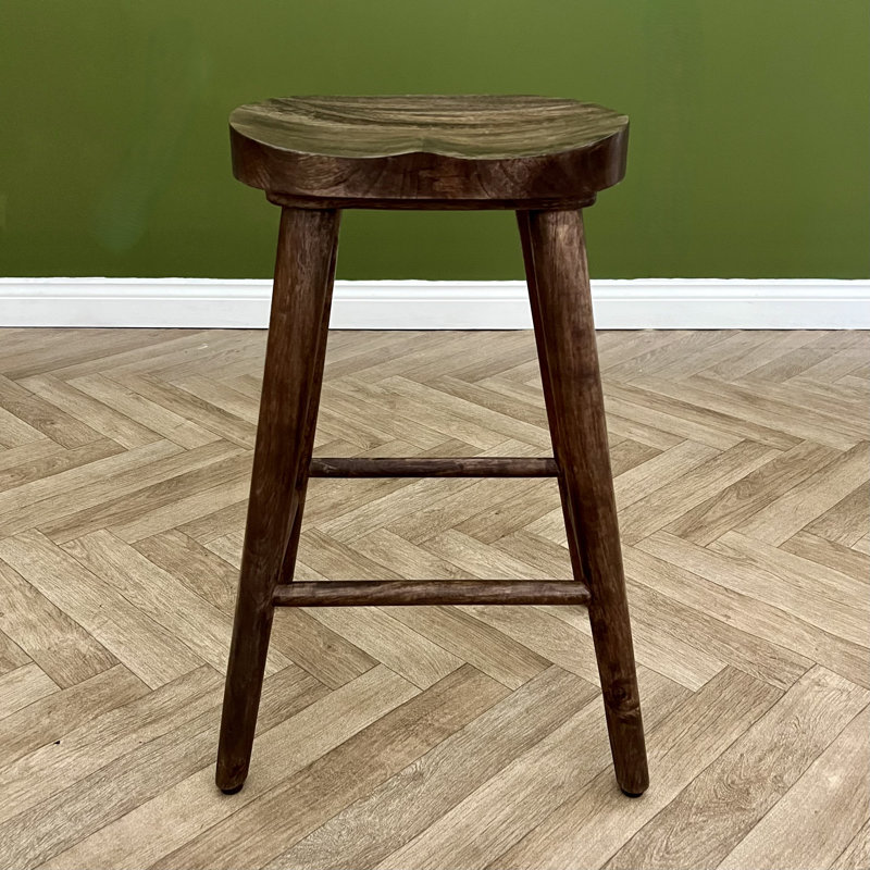 Generosa Counter Stool with Solid Wood Frame, Dark Oak