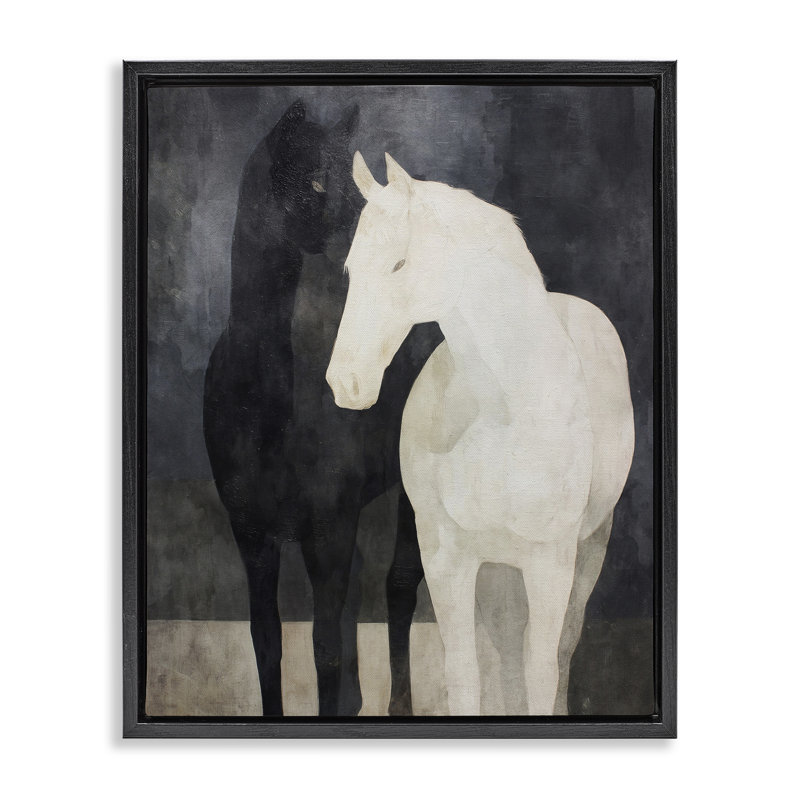 Equine Twins Of Wind Floating Frame, design by Svetlana Aleynikova, 21" H x 17" W, Jet Black Floater Frame