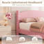 Lit plateforme capitonné Cloud Boucle avec tête de lit ronde - Pieds cylindriques - Lattes en bois robustes et silencieuses, sans sommier - Queen, rose