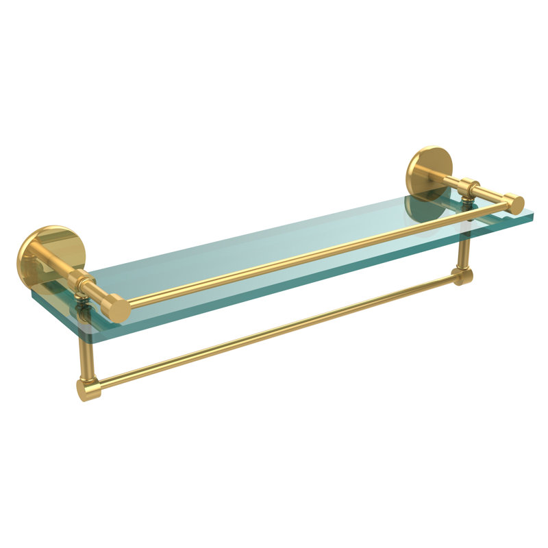 Dalston Bracket Shelf with Towel Bar, Polished Brass