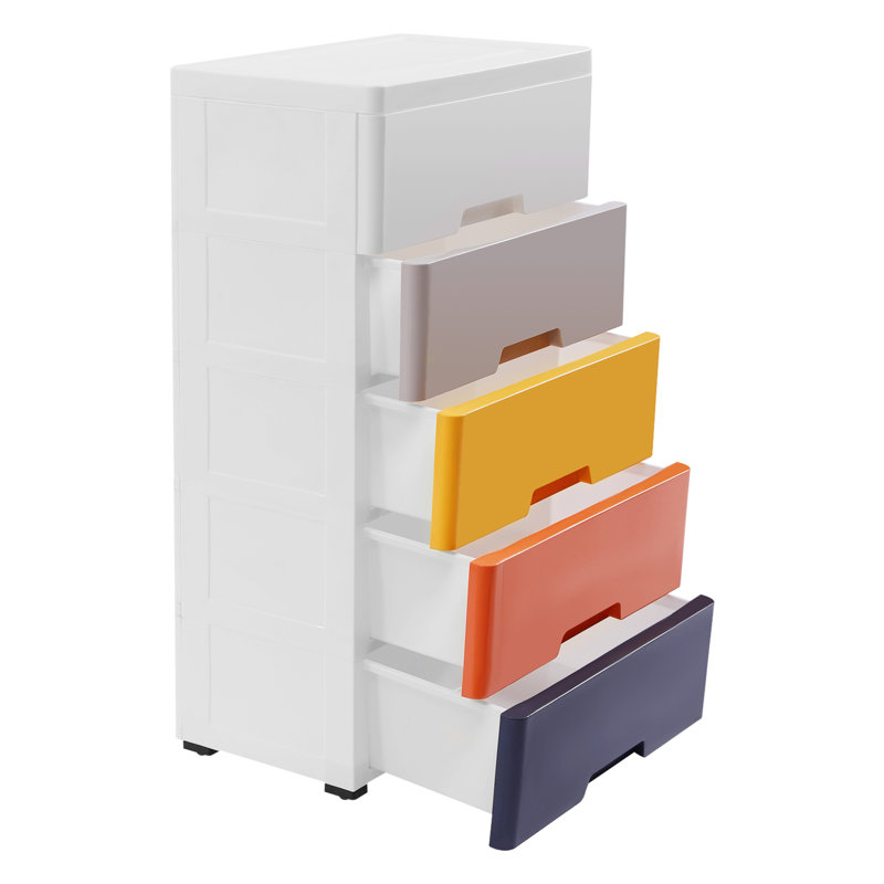 Armoire de rangement à 5 tiroirs en plastique avec rangement vertical vertical pour vêtements