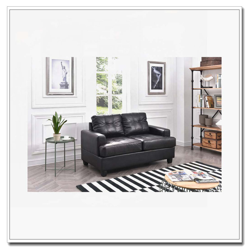 Stylish Transitional Black Loveseat For Two