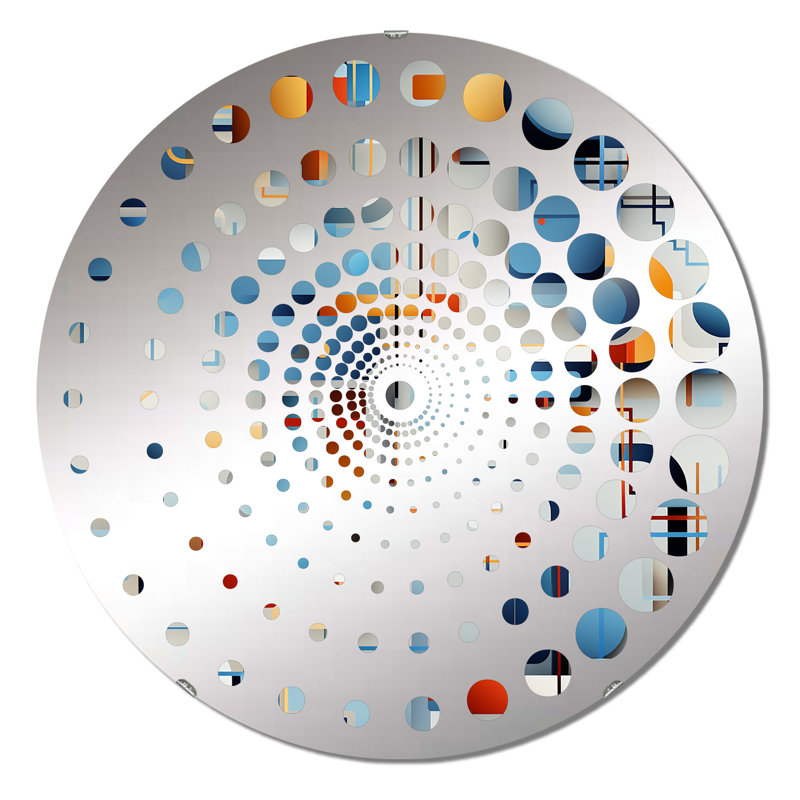Bleu Metropolis Matrix - Miroir mural spiralé, 23,6 po x 23,6 po