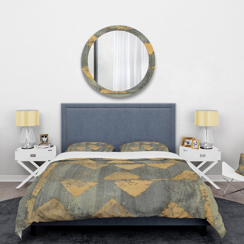 Glam Metallic Form I - Ensemble de housse de couette moderne et transitionnel - Microfibre de polyester