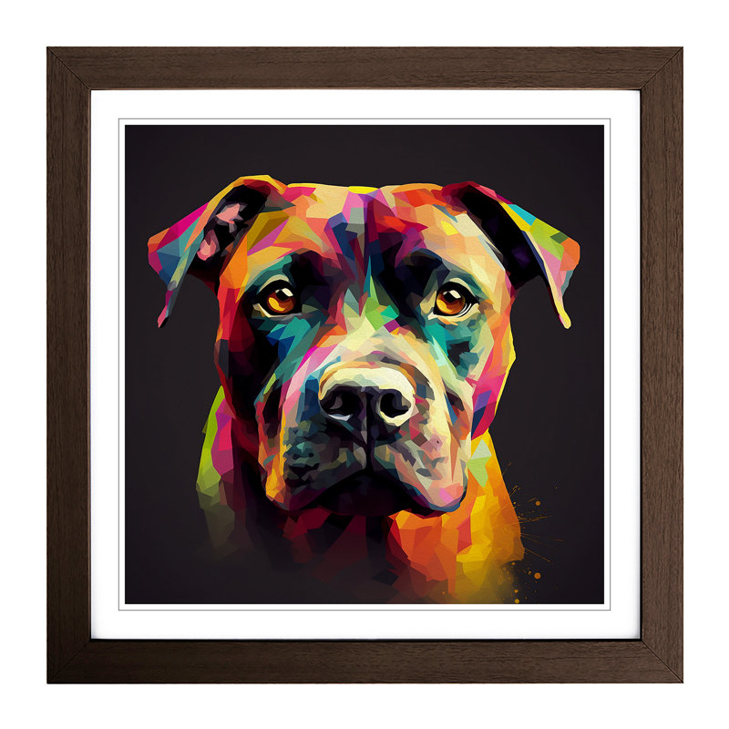 Staffordshire Bull Terrier Abstract No.1 - Single Picture Frame Print on Wood