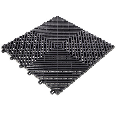 25Pcs Black 15.6 Inch Non-Slip Interlocking Floor Mats Drainage Tiles for Garage Kitchen Outdoor