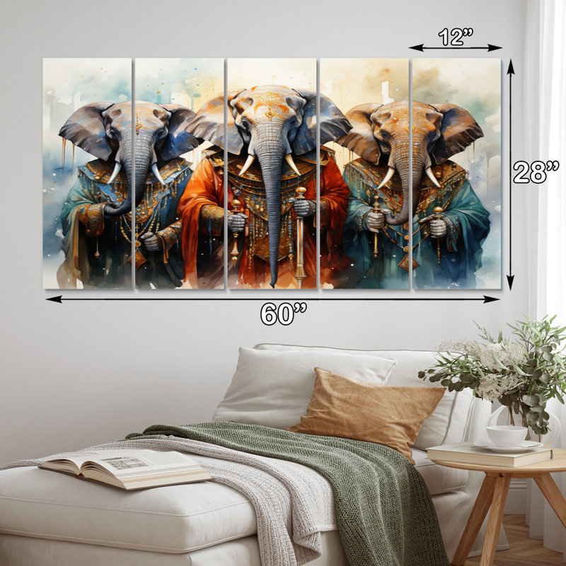 Éléphants d'Afrique sacrés II - ensemble de décoration murale en métal africain