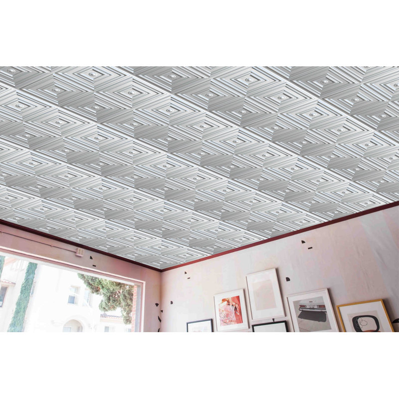 Carreau de plafond en PVC 2 pi x 2 pi Falkirk Perth, Argent