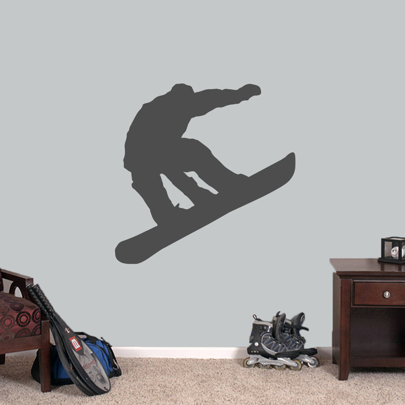 Décalcomanie murale snowboarder, Gris foncé