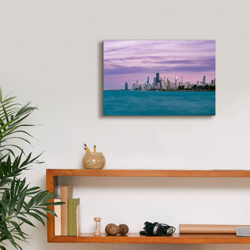  «Chicago Lavander Sunset» par Epic Portfolio, art mural 18 po x 12 po, H 12 po x l 18 po